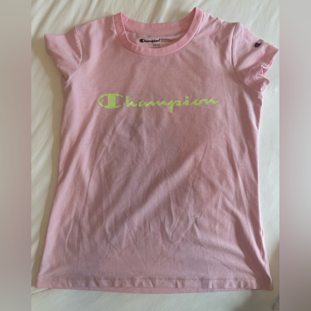 Champion Pink Logo Crewneck Tee